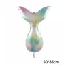 Ny tecknad sjöjungfru Födelsedagsballonger Grattis på födelsedagsfest dekoration barn aluminium folie ballong 52x85 cm