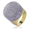 Hochwertiger Hip Hop Mintgrüner Zirkonia Bling Sechseck-Ring 18 Karat Gelbgold vergoldet Herren-Fingerring Diamant-Rap-Ring