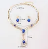 Exquisite Multiple Colour Zircon Crystal Necklace Earring Bridal Jewelry Sets For Women Gift Party Wedding Prom