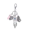 Dream Catcher Feather Keychain Hamsa Hand Fatima Hexagonal Prism Chakra Pietra naturale Ciondolo in cristallo Portachiavi Retro Portachiavi Anelli Gioielli