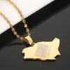 Stainless Steel Saudi Arabia Map Flag Gold Color Charm Pendant Necklace Kingdom of Saudi Arabia Jewelry Women Girl