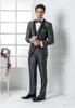 Marka Yeni Gri Damat Smokin Siyah Şal Yaka Groomsmen Erkek Gelinlik Moda Adam Ceket Blazer 3 Piece Suit (Ceket + Pantolon + Yelek + Kravat) 778