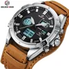 Reloj Hombre GOLDENHOUR Sport Militare Orologio da Uomo Automatico Digitale Militare Orologio da Polso da Uomo in Pelle Orologio Maschile Relogio Masculino