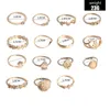 15 stks / set Vintage Gouden Kleur Boheemse Midi Knucle Ring Unieke Ontwerp Geometrische Palm Bloem Cross Finger Rings Femme Bijoux