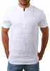 Homme Baggy coton lin couleur unie manches courtes rétro dessus de chemise Blouse achat mode