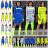 Tracksuits European solid color reflective webbing round neck long sleeve casual sports suit support mixed batch