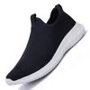 2020 New women men running shoes black white Navy blue Laceless mens trainers Slip on sports sneakers Homemade brand Made in China