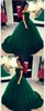 Robe de bal vert foncé robes de quinceanera off épaule en tulle applications perles de balayage du train gonflé de bal les robes de soirée PARL
