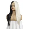 Black and White Wig Long Synthetic Wigs For Woman Cosplay Fashion Hair Extentions