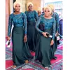 Hunter Green sirena vestidos largos de dama de honor con manga larga 2020 apliques de lentejuelas con cuentas musulmán africano vestido de invitados de fiesta de boda