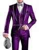 Bardzo dobry Przycisk One Purple Groom Tuxedos Peak Lapel Mężczyźni Garnitury 3 Sztuki Wedding / Prom / Dinner Blazer (Kurtka + Spodnie + Kamizelka + Krawat) W540