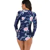 Surfing swimsuits for women Long sleeve Ladies One Piece Swimsuit Print Floral Rash guard Brazilian Bikini Push Up 2019 Swimwear