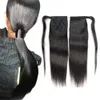 100% Human Hair Ponytail Brazilian Machine Remy Ponytail Wrap runt Horsetail 120g Hairpieces Naturliga raka svansar