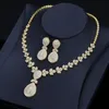 Pera Elegant Dubai Women Pear Drop Jewelry Ensembles Bridal Cumbic Zirconia Pendant Collier et boucles d'oreilles Set pour un cadeau de mariage J221 C1815255807
