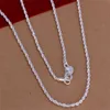 Nieuwe aankomst 925 Sterling zilveren kettingkettingen 3mm 16-30 inch mooie schattige mode charme touw ketting ketting sieraden gratis verzending 1015