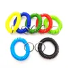 Telephone Wire Line Elastic Hair Bands Wristlet Key Ring Keychain Colorful Rope Spiral Shape Wrist Strap Keyring Key Chain Accessories
