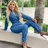 Kobiety Jumpsuits Rompers Adogirl Autumn Kobiety Dżinsy z długim rękawem Jeans Dżins kombina