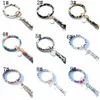 40 styles Leopard Leather Bracelet Key Chain PU Wrist Round Tassel Pendant Wristbands floral keychain bracelet party favor KKA7935