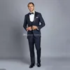 Custom-made One Button Groomsmen pico lapela do noivo smoking Homens ternos de casamento / Prom / Jantar melhor homem Blazer (jaqueta + calça + gravata + Vest) A99