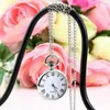 OUTAD 1pcs Quartz Round Pocket Watch Dial Vintage Necklace Silver Chain Pendant Antique Style Personality Pretty Gift
