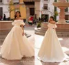 2020 Nora Naviano Satin Suknie ślubne Ruffles Off Ramię Suknie Ślubne Plus Size Lace-up Back Wedding Gown Robe de Mariée Custom