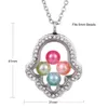 Fashion Big Pearl Cage Locket Pendant necklace For women Elephant Cross Owl Tree Living Memory Beads Glass Magnetic Floating charm Jewelry