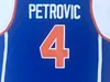 NCAA College 4 Drazen Petrovic Jerseys Men Basketball Jugoslavija koszulki