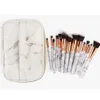 Maquillage de marbre Pinceaux Fond de teint poudre Ombre à paupières Sourcils Cils Maquillage- Pinceau Kits Outils avec sac de maquillage 15pcs / set RRA858
