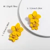 Big Alloy New Vintage flor dupla brincos de mulheres coreanas Amarelo Longo Floral Brincos Feminino encantos Jóias Oorbellen