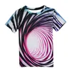 Camisa CALOFE nuevo Mens rayado colorido de los remolinos 3D camiseta impresa espacio de la manera impresión Ropa de Hip Hop de las tapas ocasionales de la manga corta para hombre