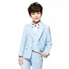 Popular Light Blue Boys Formal SettyTuxedos Notch Revers Two Button Kids Wedding Tuxedos Child Suit (Jas + Broek + Tie + Vest) 18