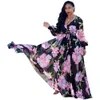 Imprimir Floral longo vestido maxi Mulheres Verão 2019 Boho Praia Evening Party Dress Vestido manga comprida Túnica Vestidos Plus Size XXL