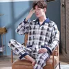 Pigiama da uomo Set pigiama da uomo in cotone Pigiama da uomo Primavera Autunno Pijama Hombre Pigiama da uomo Pigiama da notte a righe Pigiama Plus Size