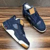 Boa qualidade denim azul preto branco denim sapatos de basquete homens jeans azuis tênis esportivos com caixa