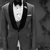 Um botão preto paisley homens de casamento formal ternos xale lapela novo três peças smoking do noivo de negócios (jaqueta + calça + colete + gravata) w927