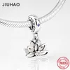 New fashion 925 Sterling Silver like pink Blooming lotus fine Pendants beads Fit Original Pandora Charms Bracelets making CJ191116