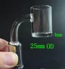 4mm Thick Clear Bottom Quartz Banger Nail 10mm 14mm 18mm Male Female Flat top 25mm Quartz Nail for Glass Water Bongs Dab Rigs