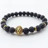 Ny legering Skicka Vänner Hot Selling Agate Smycken Lava Volcanic Stone Lion Head Bead Armband Kvinna Man Par