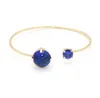 Fashion Gold Color Rose Quartz Turkos Sten Manschett Bangle Bracelet Lapis Lazuli Druzy Armband för kvinnor