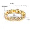 18K Gold Cuban Chain Bracelets for Men Hip Hop 14mm 23cm Iced Out Crystal Miami Bracelet The Hip Hop King Jewelry Bangles Gift269V