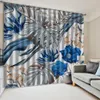 Personalizado 3d Foto Mural Cortina Europeia Azul Floral Folhas da Sala de Estar Quarto Lindamente Decorado Cortinas