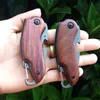 MINI X48 Titanium Folding Knife Wood Handle Survival Tactical Pocket Knife Small Camping Knives EDC Tools