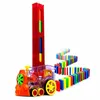 熱い販売60ピースドミノブロック列車キット電動セットアップローディングカートリッジのおもちゃ子供子供のための誕生日プレゼント