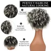 Afro Puff Ponytail Drawstring Human Short Kinky Curly Grey HAIR Pineapple Ponytail Donut Chignon Hairpieces Wrap Updo Hair Extension