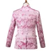 Gwenhwyfar New Fashion Men Wedding Groom Tuxedos Suit Pink Floral Printed Man Suits 의상 Homme Blazer Vest Trousers261h