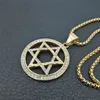 Religious Magen Star of David Pendants Necklace Gold Color Stainless Steel Hexagram Necklace WomenMen Iced Out Jewish Jewelry6525203