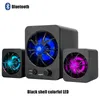 Bluetooth-version Inbyggd färgglada LED 2.1 3 Kanal Subwoofer Högtalare Regnbåge Bakgrundsbelyst USB Strömdator MP3 Cellphone Högtalare D217