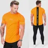 Ginásios roupas de fitness t camisas de moda masculina estender hip hop verão manga curta camiseta algodão musculação muscular guys277z
