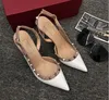 Hot Sale-New rivet heels, women's slingback sexy party wedding sandals size 35-42+ box