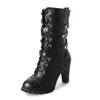 Hot Sale-New Side Zipper Rivet Shoes Kvinnor med de tjocka stövlarna High Heel Boots Stor storlek. XZ-072
